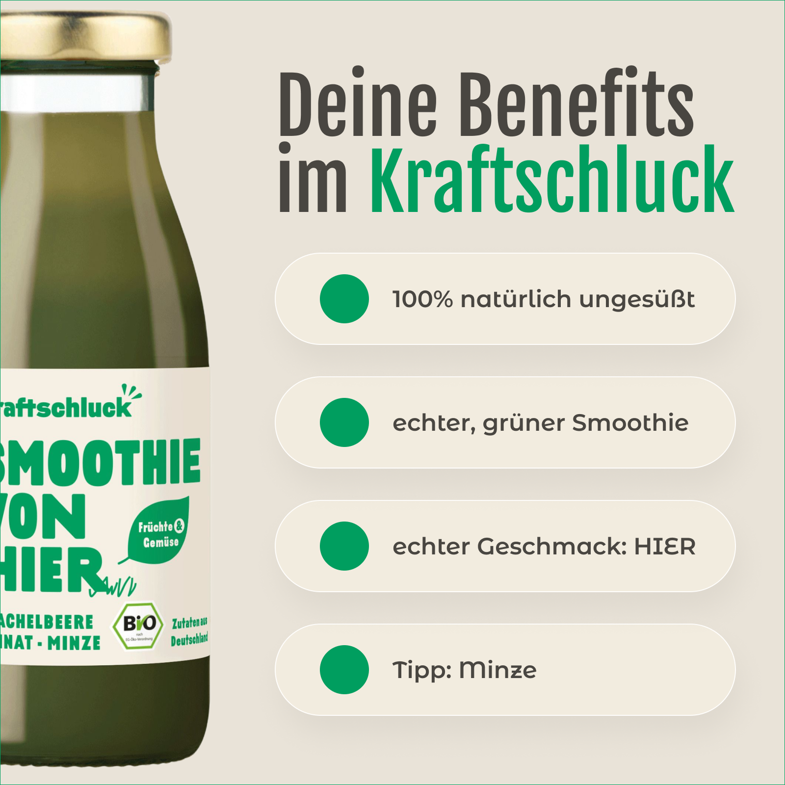 STACHELBEERE, SPINAT, MINZE
